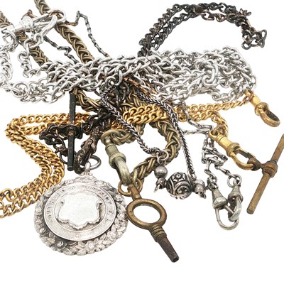 Lot 18 - A small group of watch chains and accessories,...