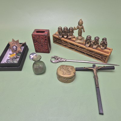 Lot 35 - A vintage bronze and brass crucifix in the...