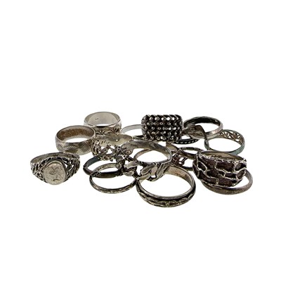 Lot 54 - Eighteen various silver rings, all hallmarked...