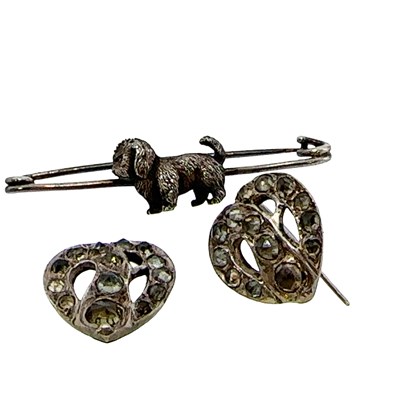Lot 56 - A pair of antique heart-shaped earrings, each...