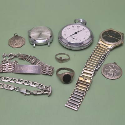 Lot 63 - A hallmarked silver ID bracelet, a silver...