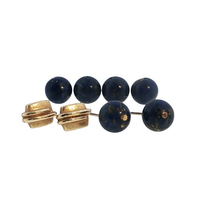 Lot 69 - A pair of lapis lazuli beaded stud earrings...