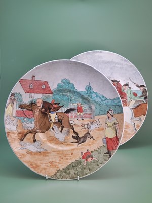 Lot 1840 - A pair of pottery plates, attributed to...