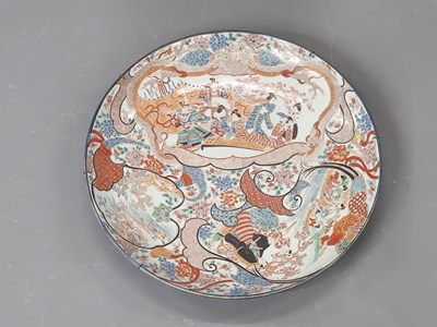 Lot 1854 - A Japanese Imari dish painted with phoenix and...