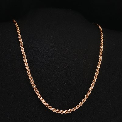 Lot 83 - A hallmarked solid 9ct gold rope-link neck...