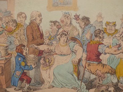 Lot 2854 - Nine 19th century coloured etchings on health...