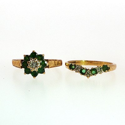Lot 141 - Two 9ct hallmarked gold gemstone and diamond...