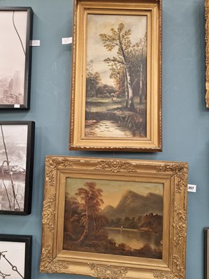 Lot 257 - A 19th century lake scene,  oil on board, 33 ×...