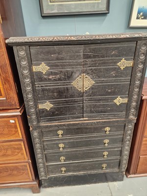 Lot 269 - A Victorian brass mounted painted oak side...