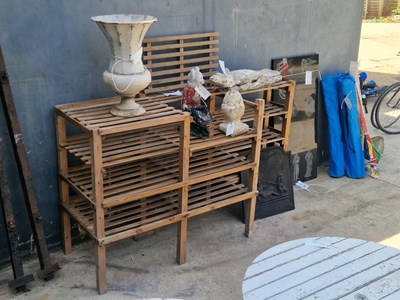 Lot 472 - A wooden garden potting rack. W 103 D 63 H 110 cm