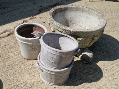 Lot 477 - A pair of dairy garden pots, a heritage glazed...