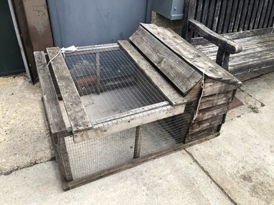 Lot 468 - A rustic wooden hutch for outdoor use H 64 W...