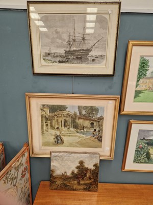Lot 274 - 19th century school, a rural scene with a...