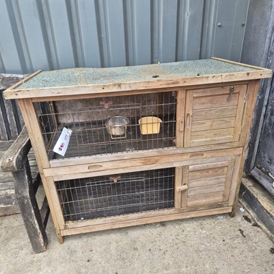 Lot 470 - A two-tier outdoor guinea pig hutch H 97 W 116...