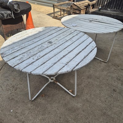 Lot 479 - A pair of wooden and tubular metal folding...