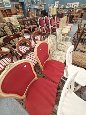 Lot 285 - Four French style show frame side chairs...