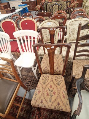 Lot 287 - A pair of antique inlaid mahogany side chairs