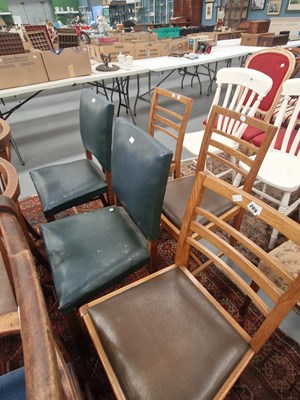 Lot 289 - Three George V oak ladderback chairs with...