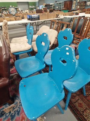 Lot 291 - A set of six later painted oak Alpine style...