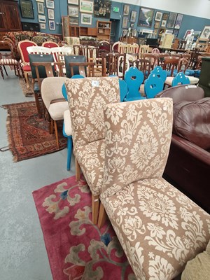 Lot 292 - A pair of modern oak dining chairs upholstered...