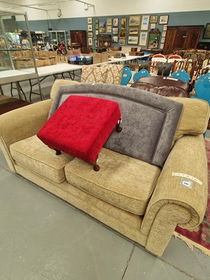 Lot 294 - A modern three seat sofa in a chenille fabric,...