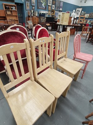 Lot 305 - Three painted beech kitchen chairs
