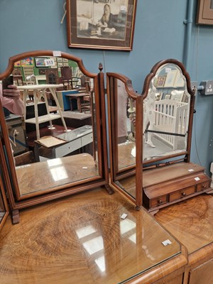Lot 313 - A mahogany framed triptych dressing mirror H...