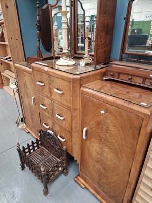 Lot 314 - An Art Deco walnut sideboard, the three...
