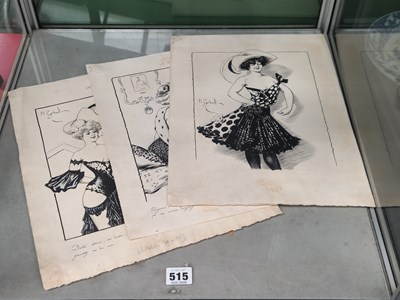 Lot 515 - Henry Gerbault (1863-1930), three unframed ink...
