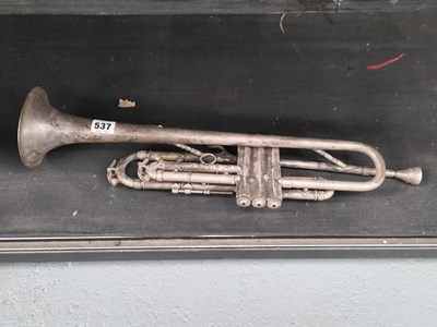 Lot 537 - A Dearman silver plated trumpet