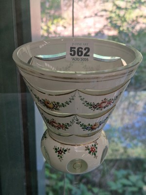 Lot 562 - A white overlay thistle shaped glass vase,...