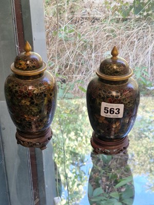Lot 563 - A pair of Chinese cloisonne millefiore vases...