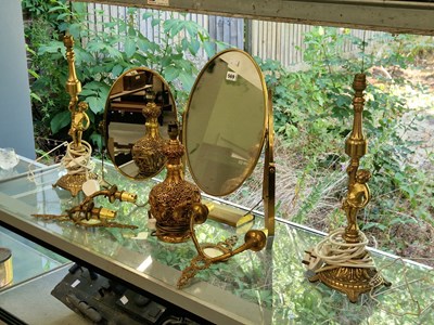 Lot 569 - A pair and another table lamp, a pair of two...