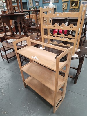 Lot 356 - A folding wooden bookshelf H 94 W 70 D 29cm,...