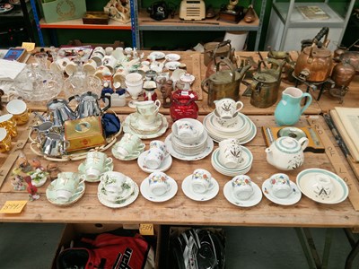 Lot 593 - Meakin and Staffordshire tea wares, an aneroid...