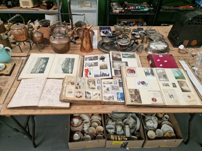 Lot 595 - Four albums of postcards, scraps and...