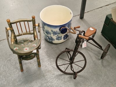 Lot 602 - A doll's house high chair, a miniature...
