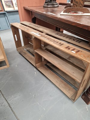 Lot 367 - A pine boot rack in the form of a crate, on...