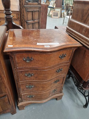 Lot 371 - A small vintage serpentine walnut chest of...