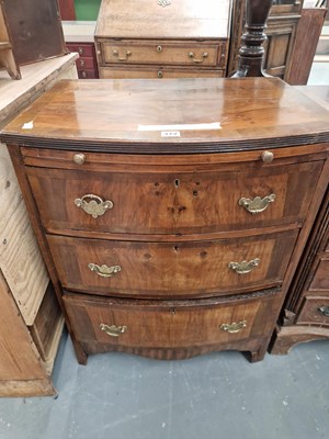 Lot 372 - A small antique burr wood bow front bachelor's...