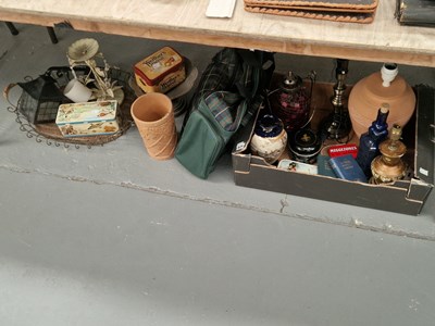 Lot 626 - Table lamps, tins, a cooler bag, a Satsuma...