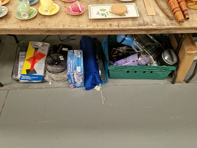 Lot 628 - Camping equipment: vacuum flasks, melamine...