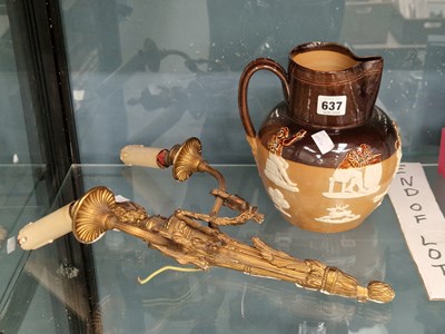 Lot 637 - An ormolu two branch wall light, together with...