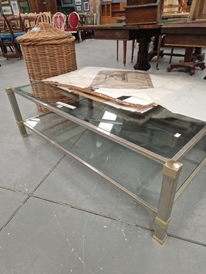 Lot 385 - A Pierre Vandel glass and metal framed coffee...