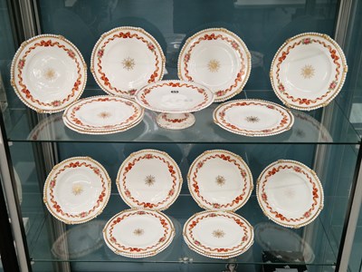 Lot 655 - A Victorian porcelain dessert service, each...
