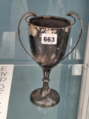 Lot 663 - A silver two handled trophy cup