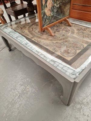 Lot 398 - A modern coffee table, the fabric under glass...