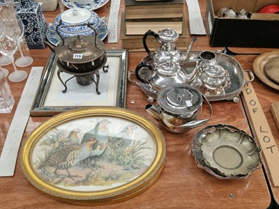 Lot 715 - An electroplate four piece tea set on a...