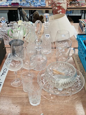 Lot 719 - Glass jugs, bowls and decanters, together with...
