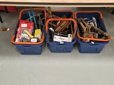 Lot 720 - Miscellaneous tools, to include clamps, planes,...